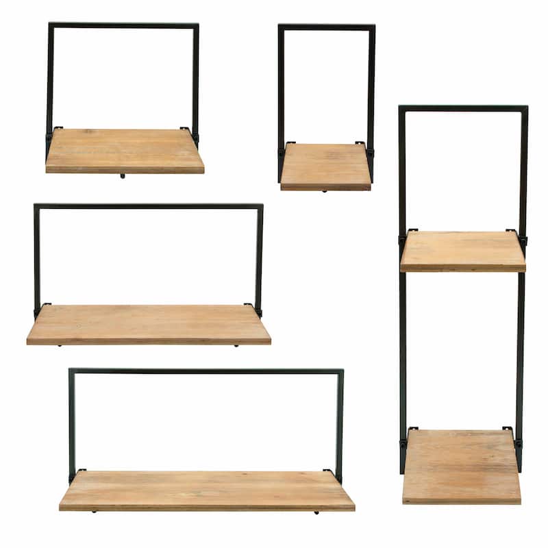 Sagebrook Home Modern Set of 3 Metal and Wood Storage Shelves