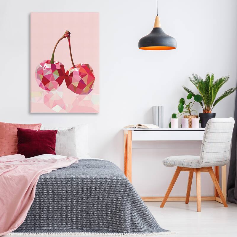 Stupell Pink Geometric Cherries Canvas Wall Art Design By LSR Design Studio