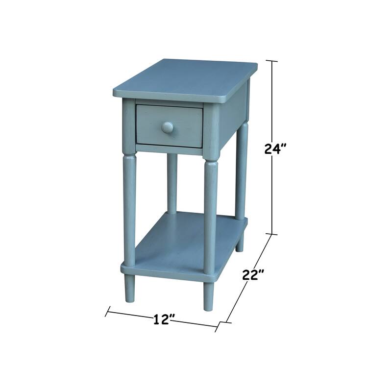 Narrow Solid Wood Side Table with Drawer