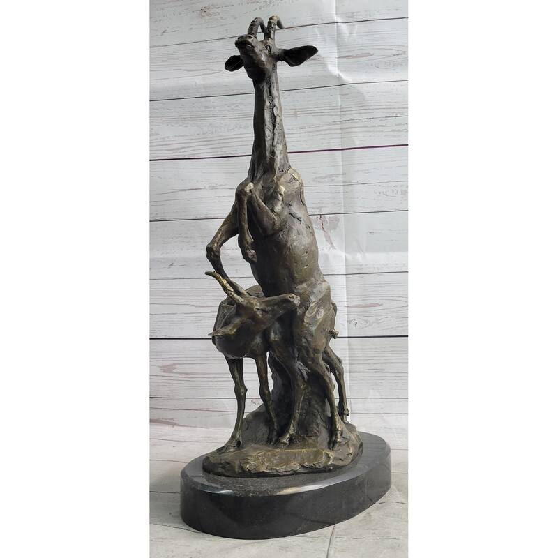 Two Gazelle Antelope Kudu Bronze Wildlife Genuine Bronze Sculpture Figurine