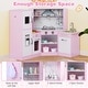 preview thumbnail 10 of 8, Gymax Kids Corner Kitchen Playset Wooden Pretend Play Toy w/ Microwave