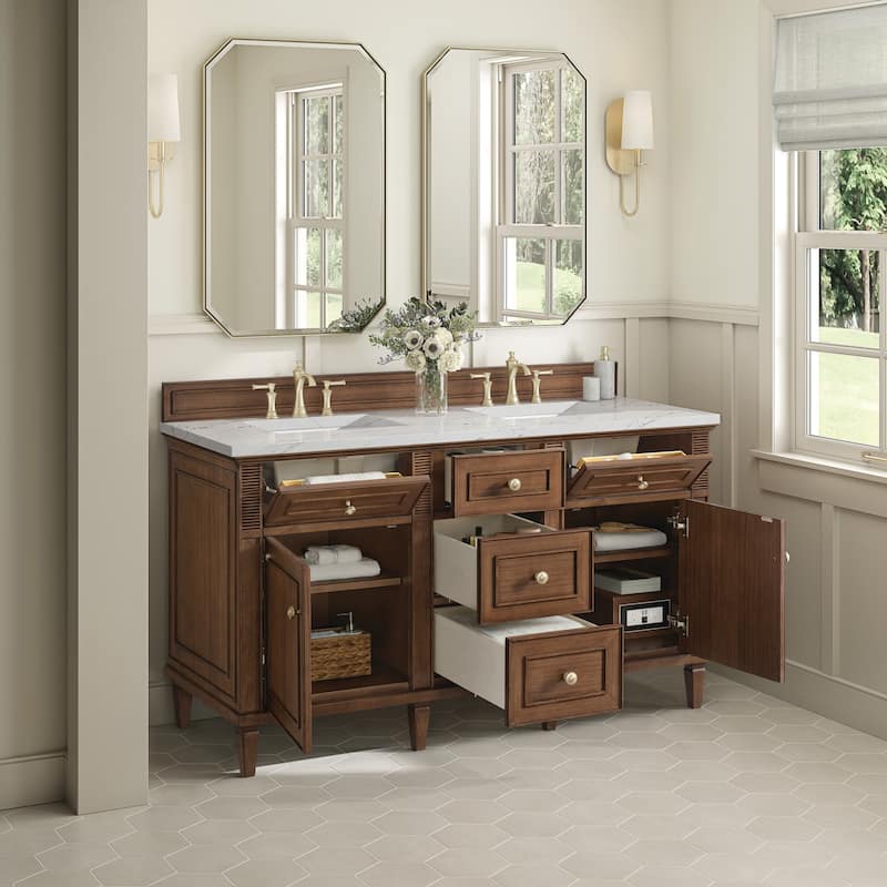 James Martin Vanities 424-V60D-3ENC Lorelai 60" Double Basin Wood