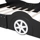 preview thumbnail 8 of 23, Full Size Race Car-Shaped Platform Bed with Wheels Wooden Platform Bed Frame with Support Slats, Twin Floor Bed