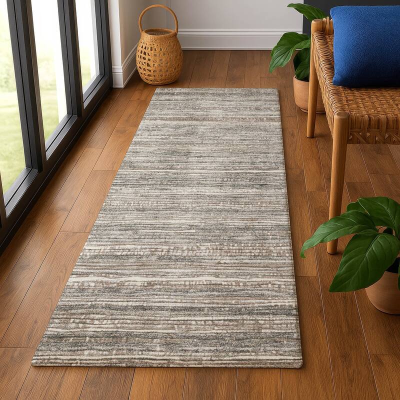 Premium Washable Super Soft Casual Stripes Mayfield Rug - 2'3" x 7'6" - Beige