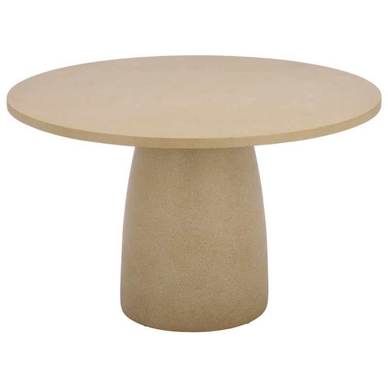 SAFAVIEH Outdoor Patio Furniture Tina Round Dining Table, Pedestal Table for Indoor and Outdoor Use - 47"W x 47"D x 30"H - Beige
