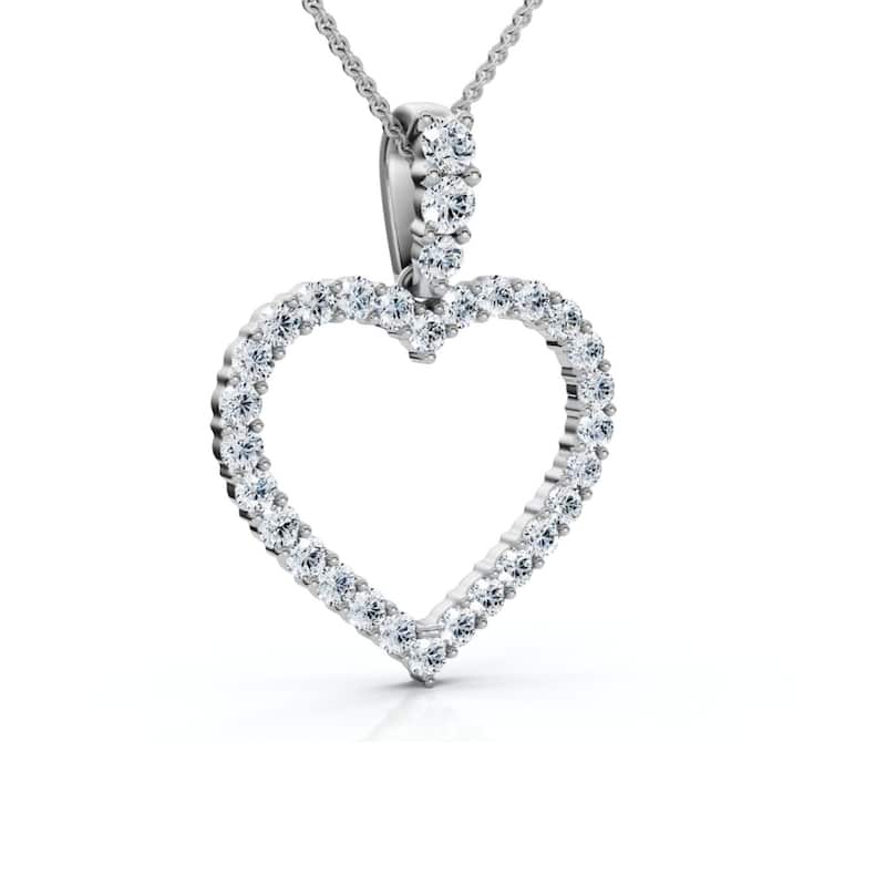 1ct Diamond Heart Pendant White Gold Necklace