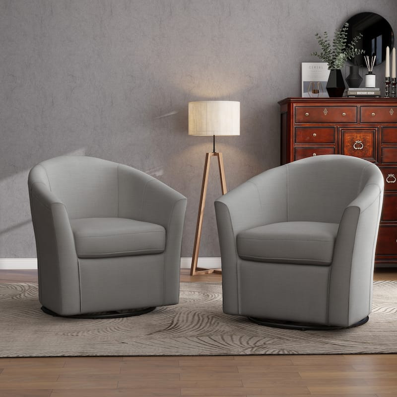 2 Set Modern Upholstered Swivel Barrel Chair Living Room Accent Chair