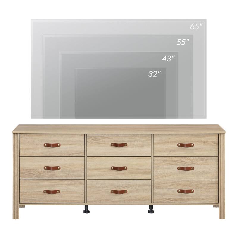 WAMPAT White Dresser for Bedroom, Large Long Dresser with Fabric Drawers, Kids Dressers & Chest of Drawers,