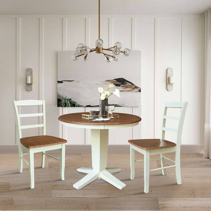36 in Solid Wood Round Top Pedestal Dining Table with Dining Chairs