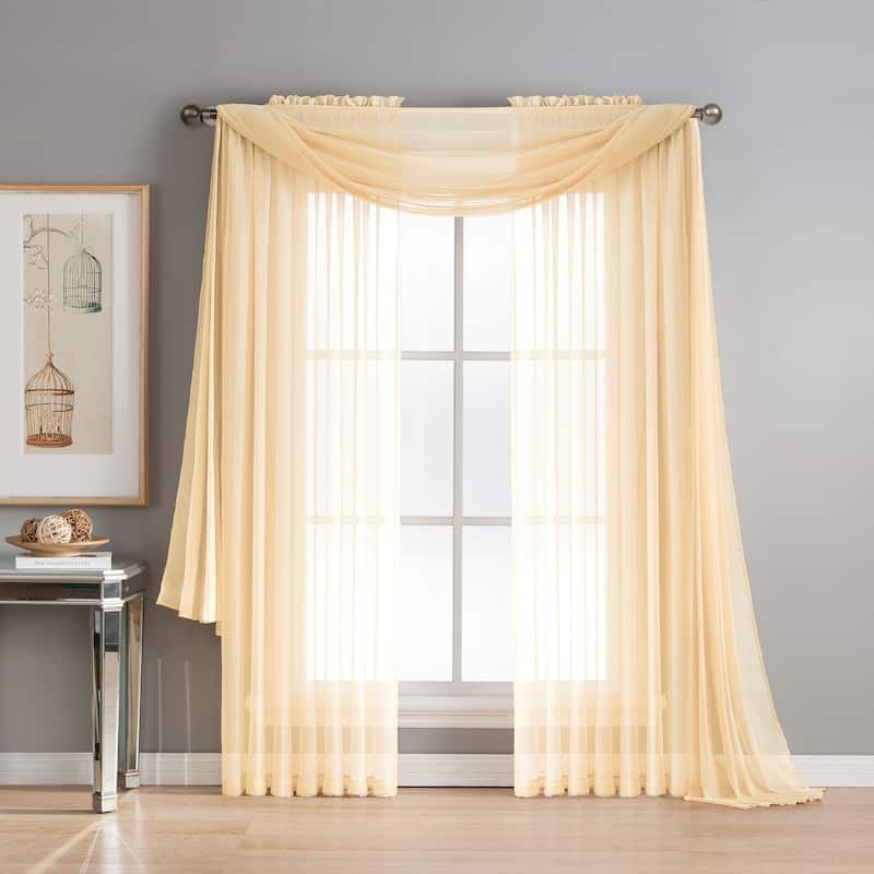 Window Elements Diamond Sheer Voile Extra Wide Curtains (Set of 2)
