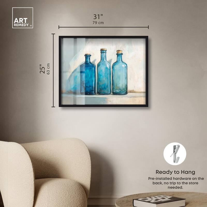 Three Blue Bottles Shadowbox by Art Remedy