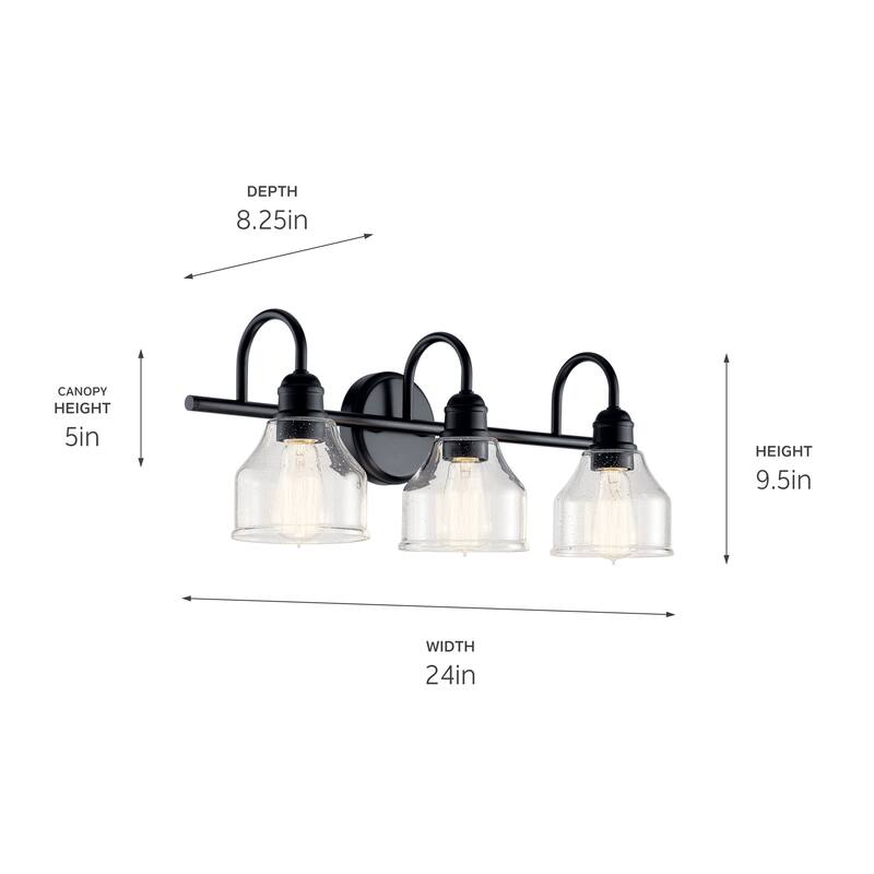 Kichler Lighting Avery 24 in. 3-Light Black Vanity Light