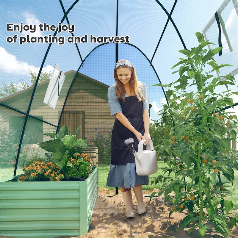 High Tunnel Garden Greenhouse with Mesh Windows and Sandbag Weight System and Zipper Access
