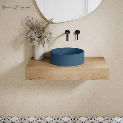 Lisse 14.5" Concrete Round Vessel Sink In Matte Royal Blue - 14.5