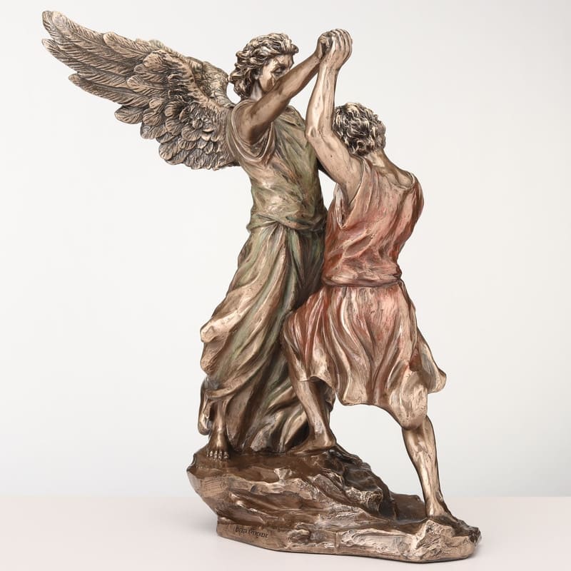 9.45 inches Height Cold Cast Bronze Jacob Wrestling with God Bronze Finish Figurine