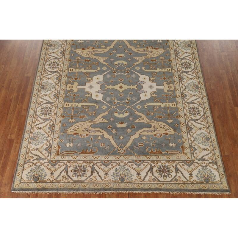 Gray Oushak Oriental Area Rug Handmade Wool Carpet - 7'11"x 9'8"
