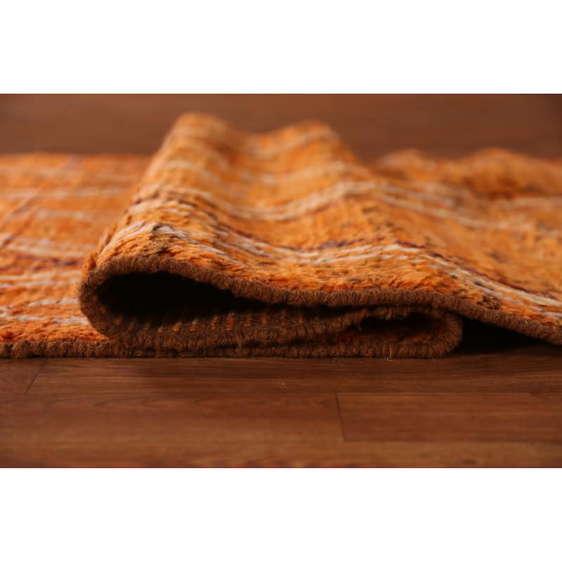 Orange Moroccan Runner Rug Handmade Tribal Wool Carpet - 3'3" x 9'8"