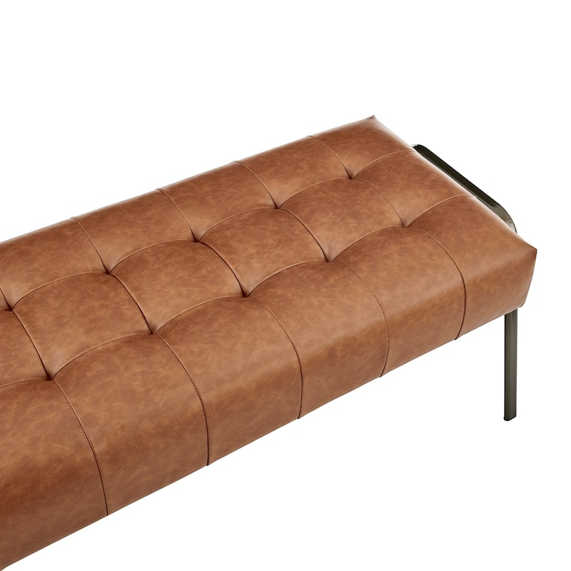 NPD Furniture Venturi Fabric or Faux Leather Tufted Bench