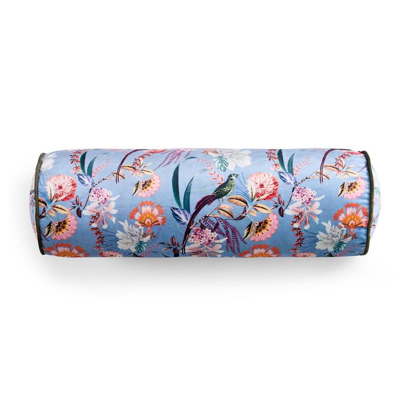 Ted Baker Tropical Birds Printed Velvet Bolster Pillow