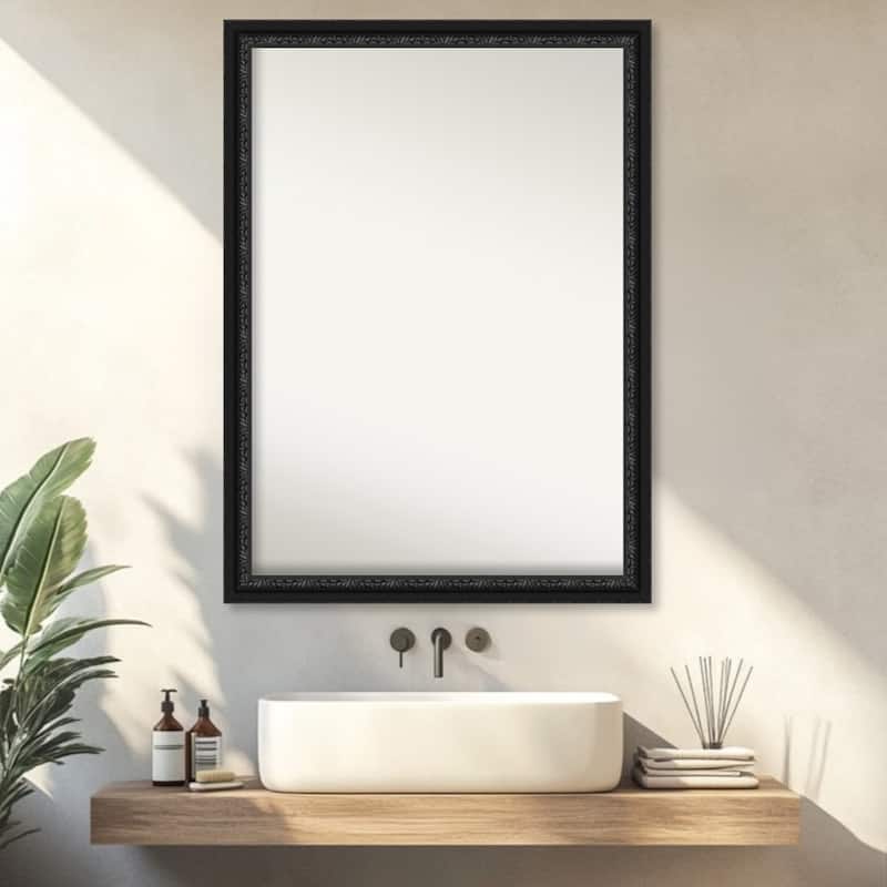 Downton Black Non-Beveled Wood Framed Bathroom Vanity Wall Mirror - Downton Black