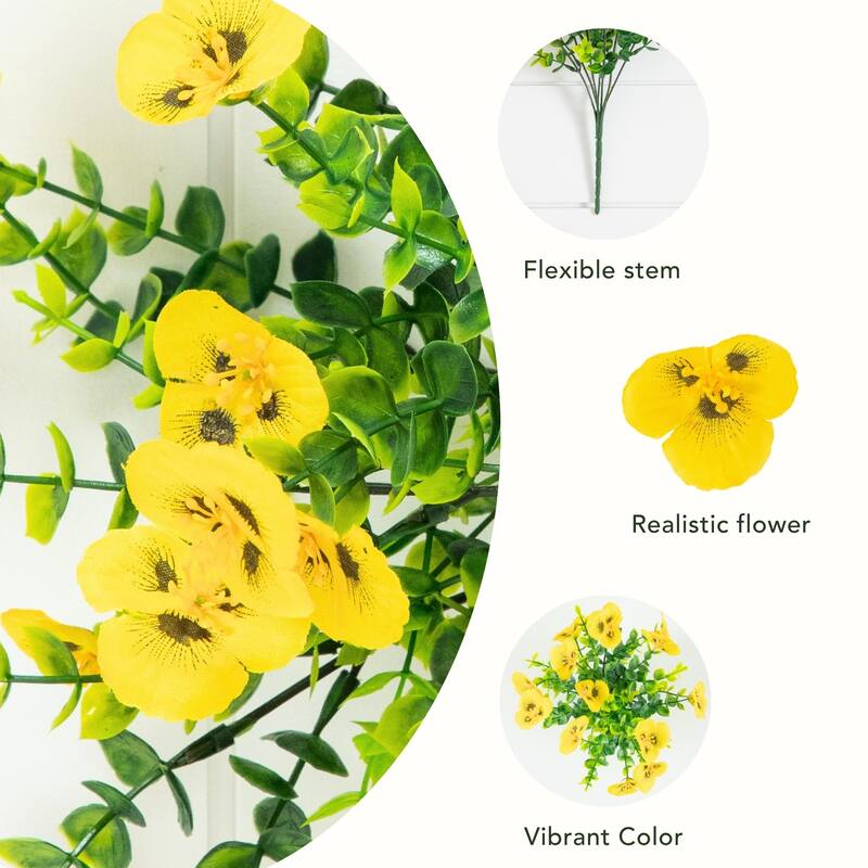 13-in UV Resistant Artificial Pansy Bush (Indoor/Outdoor) - Set of 12