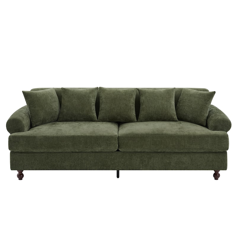Christopher Knight Home - Loro Modern 81.5" Chenille Upholstered 3-Seater Sofa with Rolled Arms & Solid Wood Legs