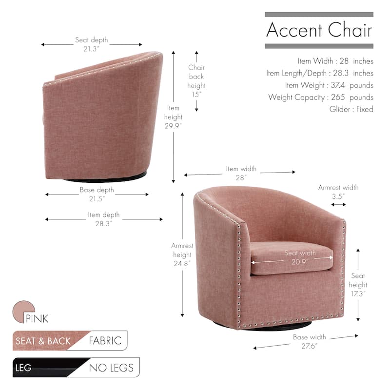 Porthos Home Wesa Swivel Fabric Upholstered Barrel Accent Chair