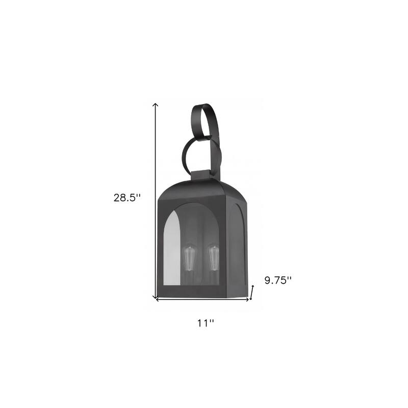 2-Light Oil-Rubbed Bronze Lantern Outdoor Flush Mount Wall Light with Clear Glass Shade and A19 Bulb Sockets