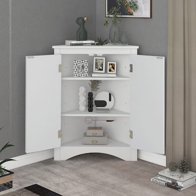 Bathroom Corner Cabinet with Adjustable Shelves,Freestanding Floor Cabinet for Home Kitchen