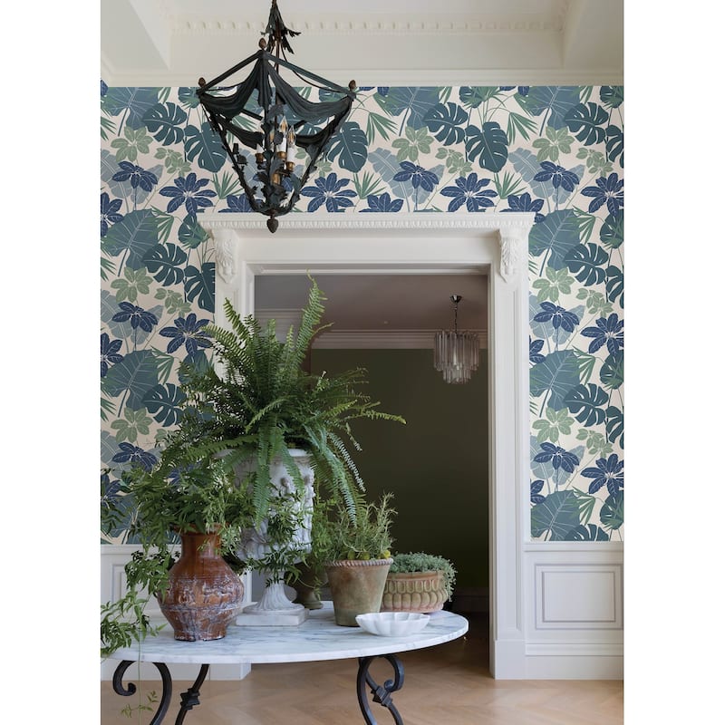 A-Street Prints Medellin Blue Rainforest Floor Wallpaper