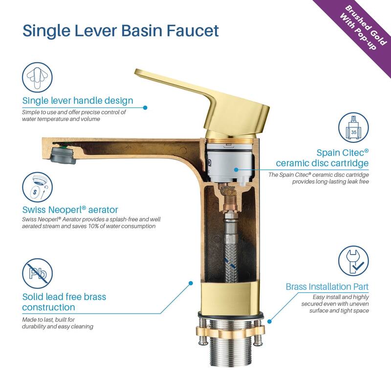 Solid Brass Lead-free Single-handle High Arc Bathroom Faucet