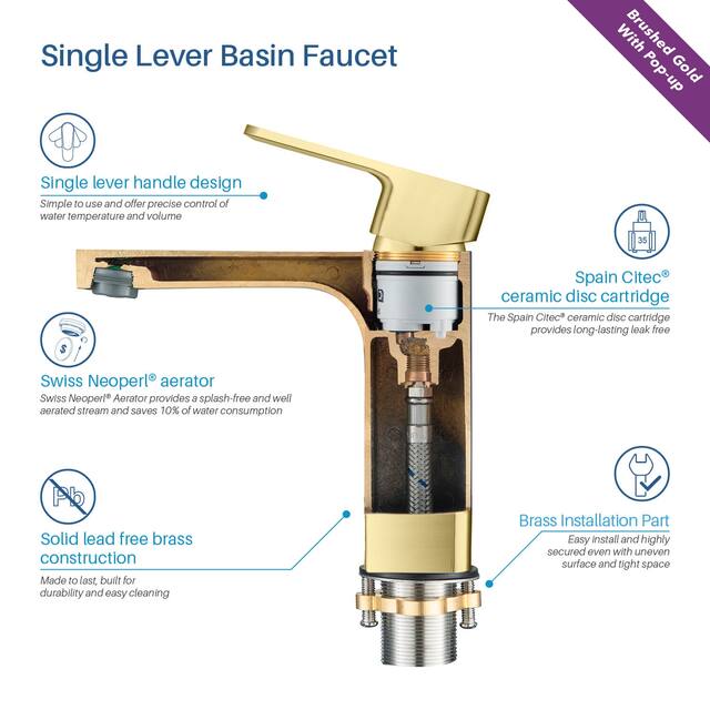 Solid Brass Lead-free Single-handle High Arc Bathroom Faucet