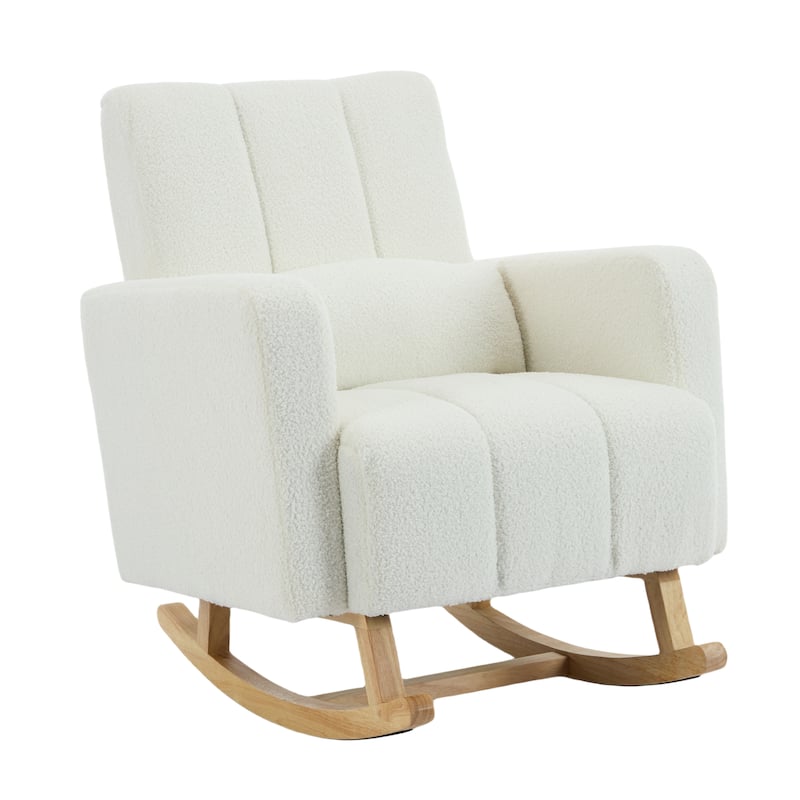 Accent Rocking Chair with Pillow, Ultimate Comfort for Your Home, Teddy Velvet