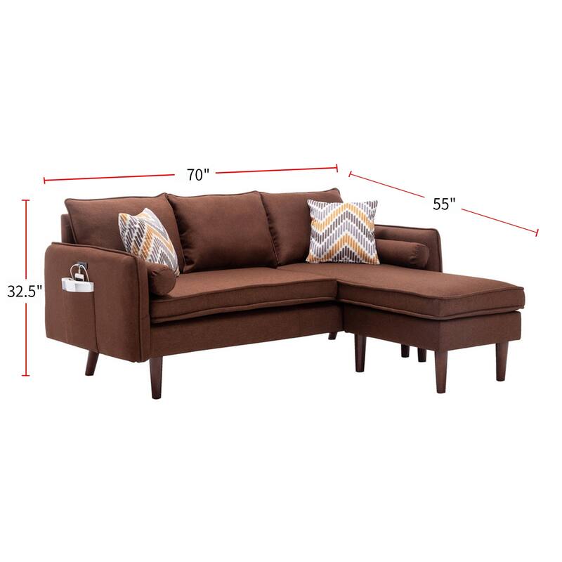 Sectional Sofa Chaise with USB Charger