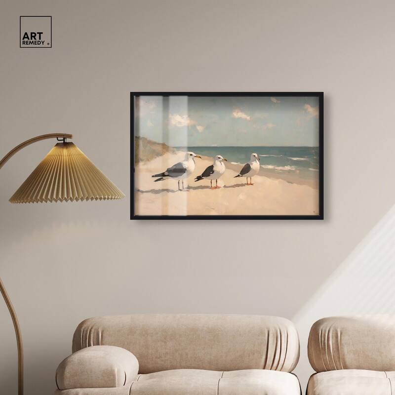 Seagulls at the Beach I Shadowbox by Art Remedy