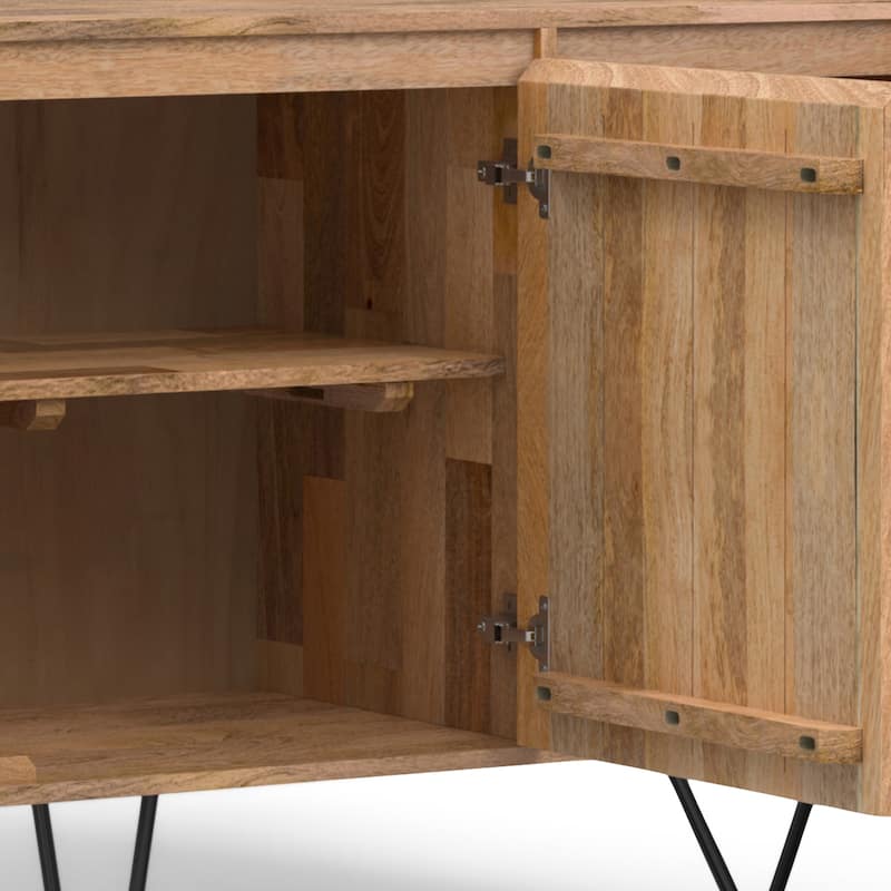 WYNDENHALL Moreno SOLID MANGO WOOD and Iron 60 x 18 inch Rectangle Contemporary 3 Door Sideboard Buffet - 60 inch Wide
