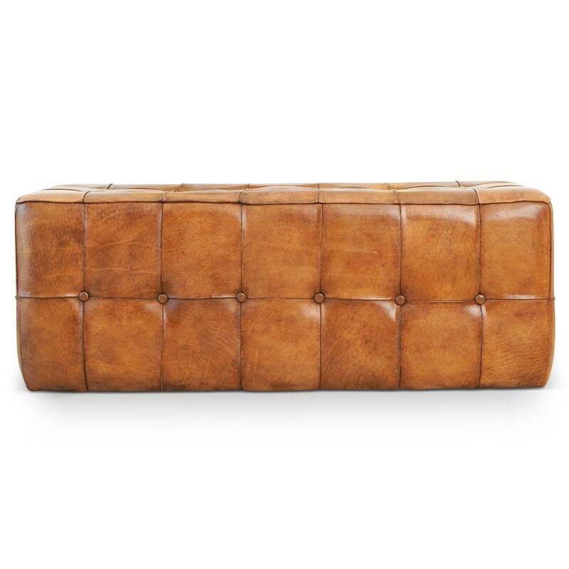 Seletar Tan Leather Ottoman Comfortable choice, multiple functions, classic design, and cozy corners