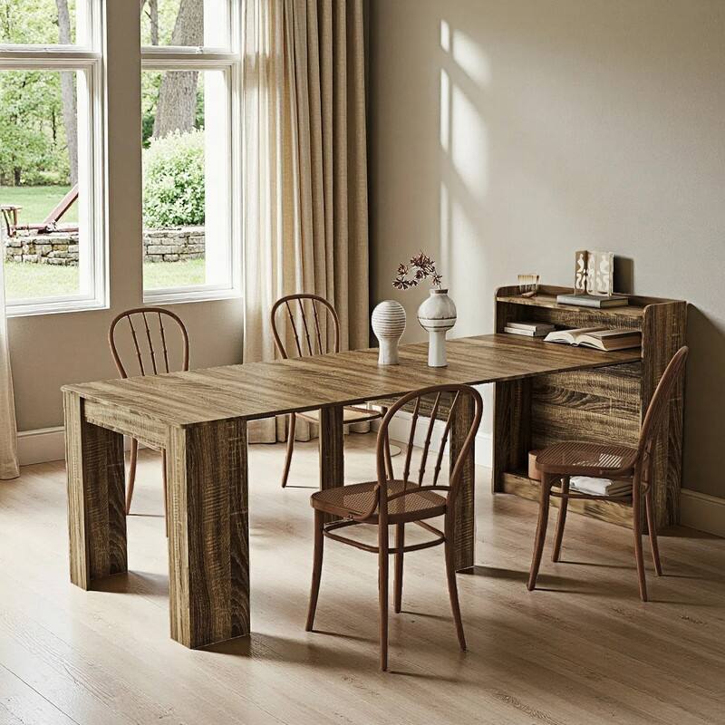 Foldable Dining Table for 6-12 People, Extends to 118 inchConsole Table Space Saving Dinette