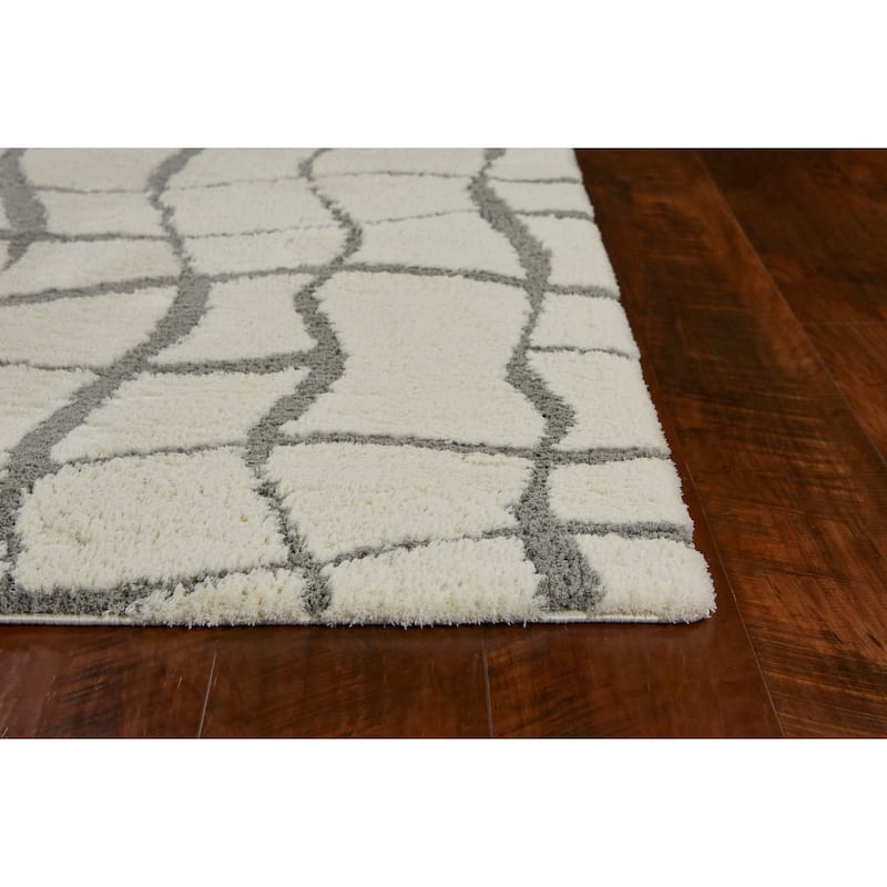 Domani Lucille Ivory Abstract Geometric Hand-woven Microfiber Area Rug