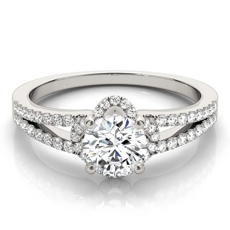 Auriya 14k White Gold Lab Grown Round Diamond Halo Engagement Ring 0.50 to 5.00 ct. tw. (F-G VS)