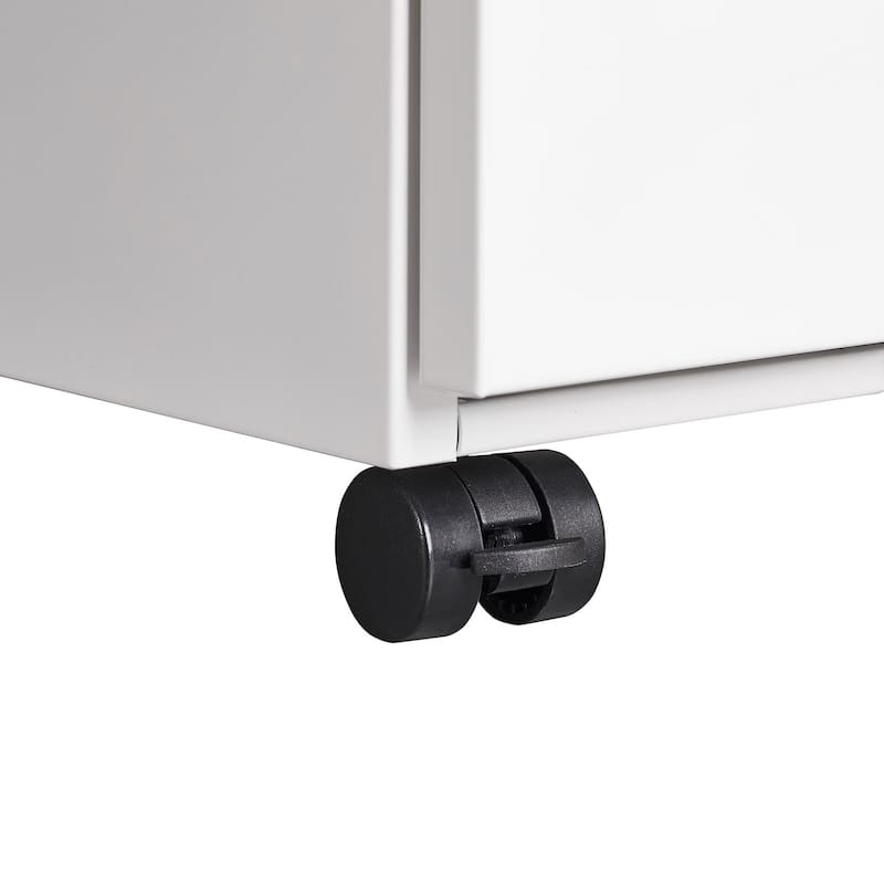 3-Drawer Mobile Filing Cabinet With Lock, Office Storage Filing Cabinet Of Legal/Letter Size, Metal Filing Cabinet