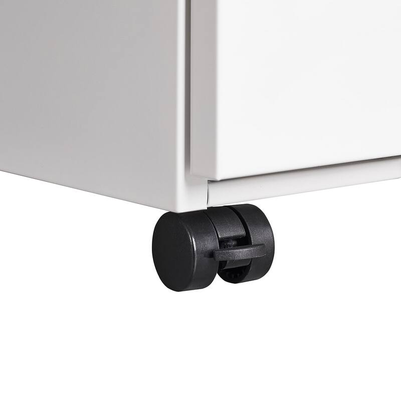 GDFStudio - Morgan 3-Drawer Mobile Metal Filing Cabinet with Lock