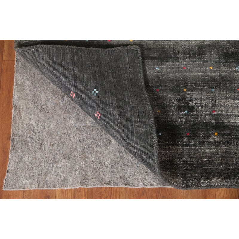 Gabbeh Area Rug Handmade Grey Tribal Wool Carpet - 8'3" x 9'8"