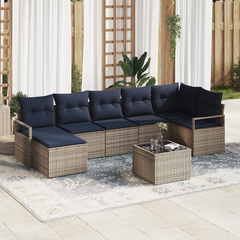 Modular Outdoor Sofa Set with Cushions - 113×48×27.2 - Grey-with table