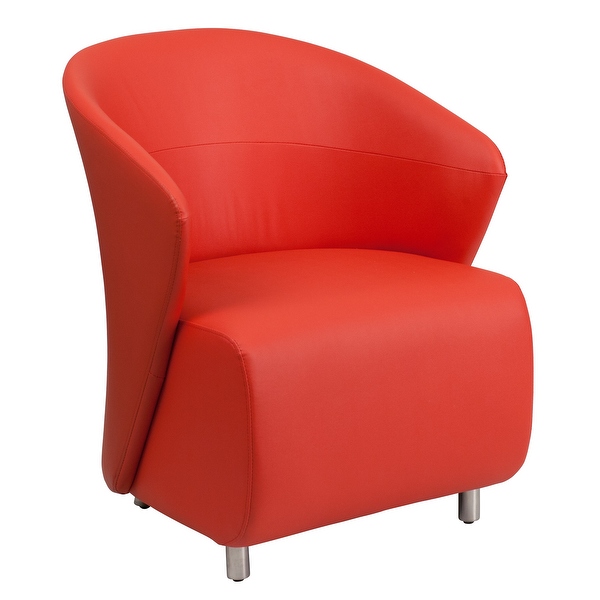 Red leather deals barrel chair