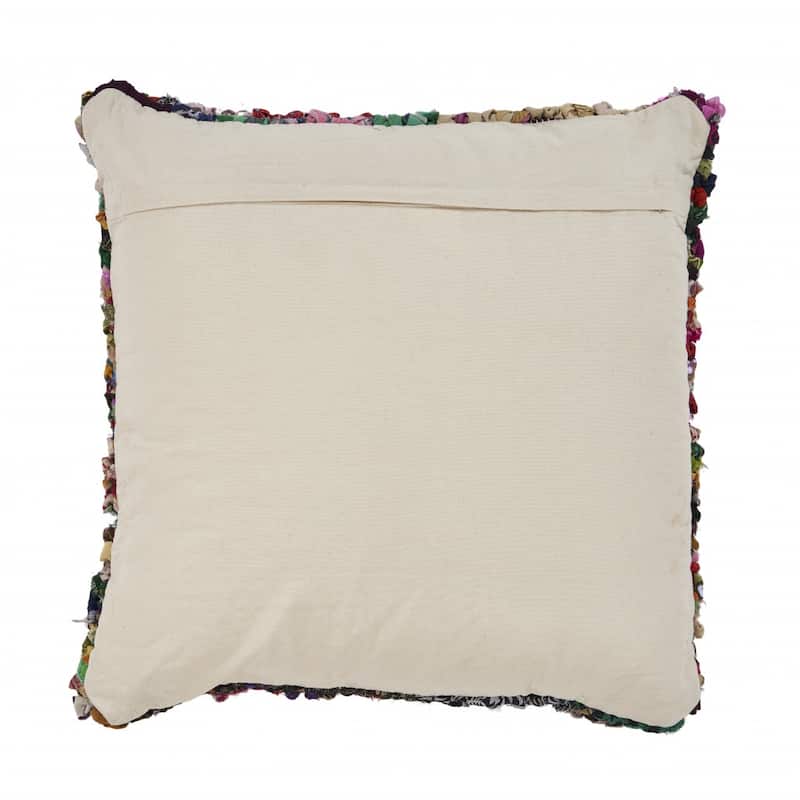 HomeRoots 26" X 26" Red Green Blue Yellow Orange And Pink Natural Striped Zippered Pillow