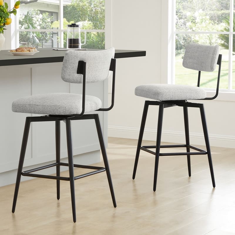 Spruce & Spring Elise Counter Height Swivel Bar Stool Chairs Set with Metal Frame