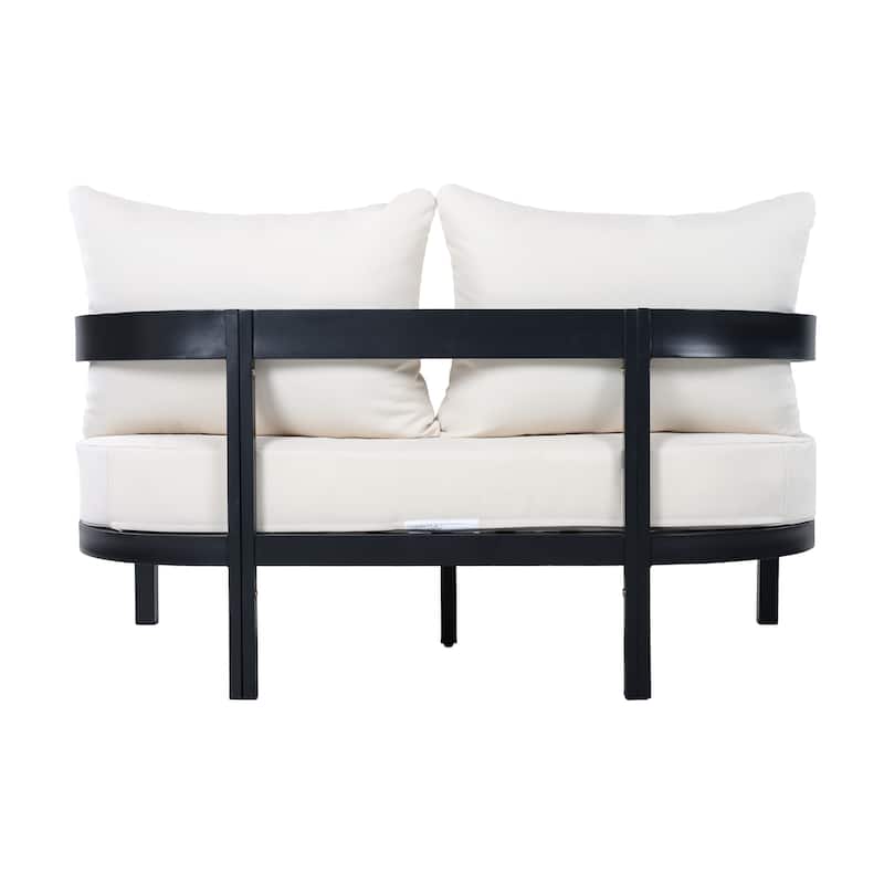 Christopher Knight Home - Modern 52.6" Outdoor Curved Back 2-Seater Loveseat with Aluminum Frame & Water-Resistant Cushions