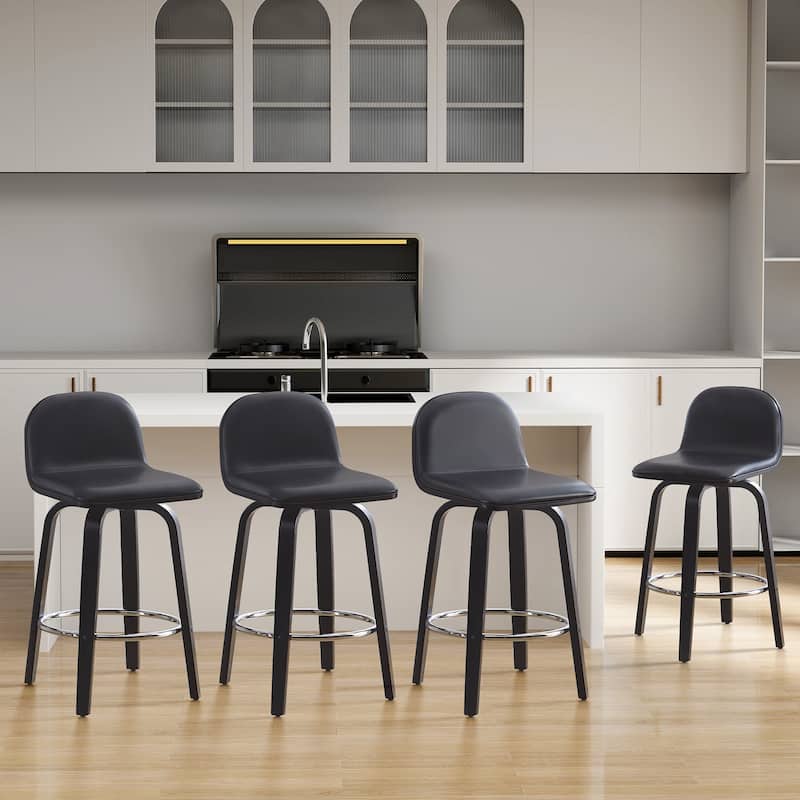 Faux Leather Upholstered Swivel Counter/ Bar Stools with Wood Frame