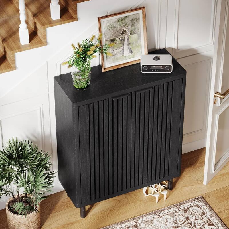 6-Tier Shoe Cabinet with Shutter Doors Adjustable Shelves Wooden Storage Cabinet for Entryway/Hallway/Closet/Living Room